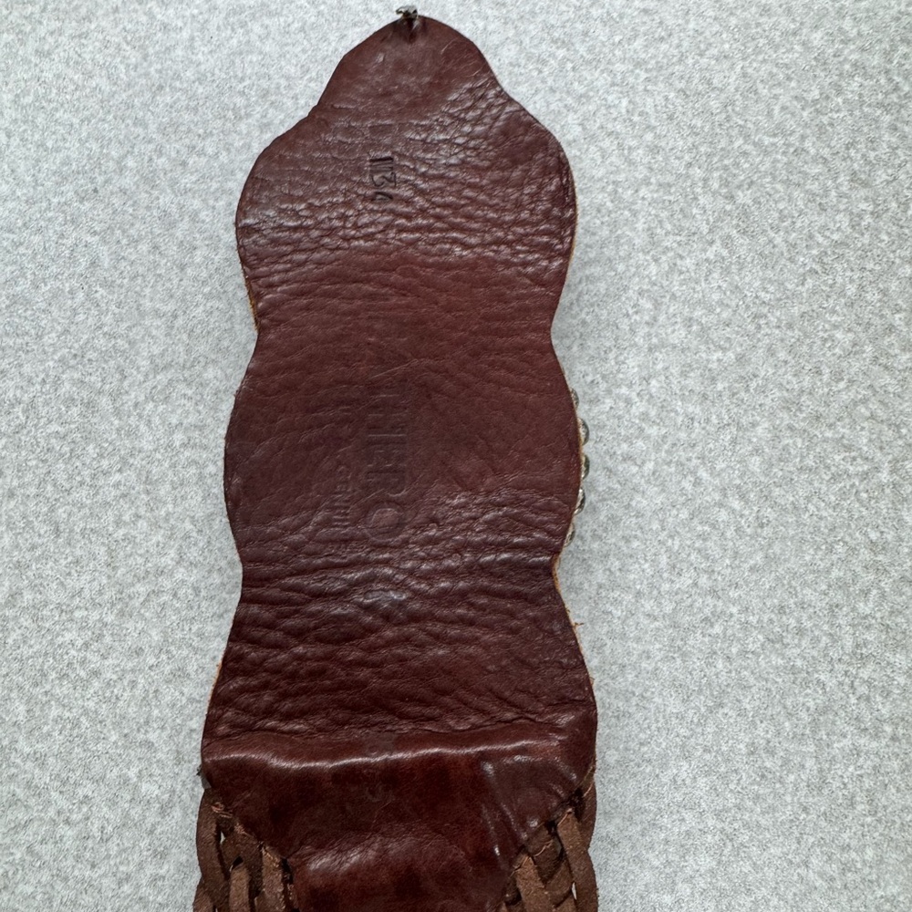 Brown Leather Belt with Red and Green Beads - Picture 2 of 5